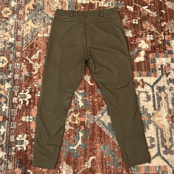TOPSHOP Women's Faux Leather Olive Green Leggins Size 12 - Picture 4 of 5